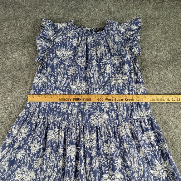 Ann Taylor Dress Women L Blue Floral Boho Cottagecore Romantic‎ Feminine Fairy - Picture 8 of 15